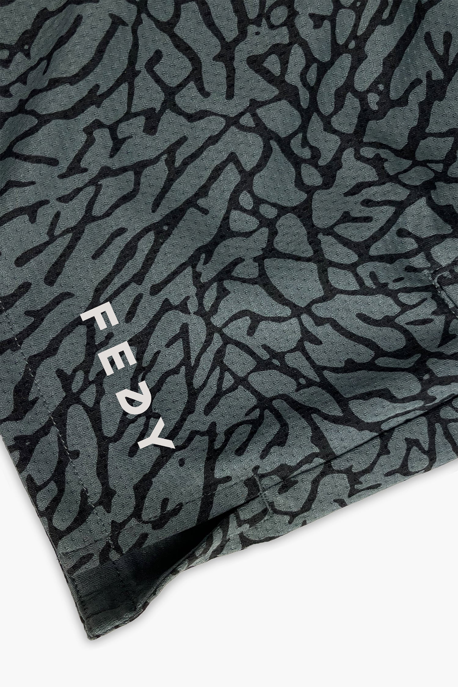 close up of elephant print shorts