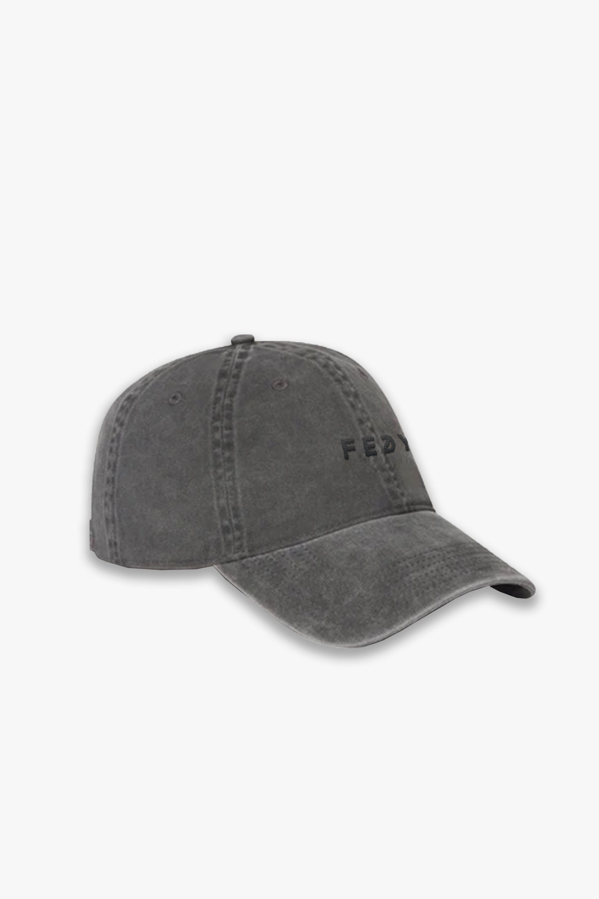 washed black dad hat side view