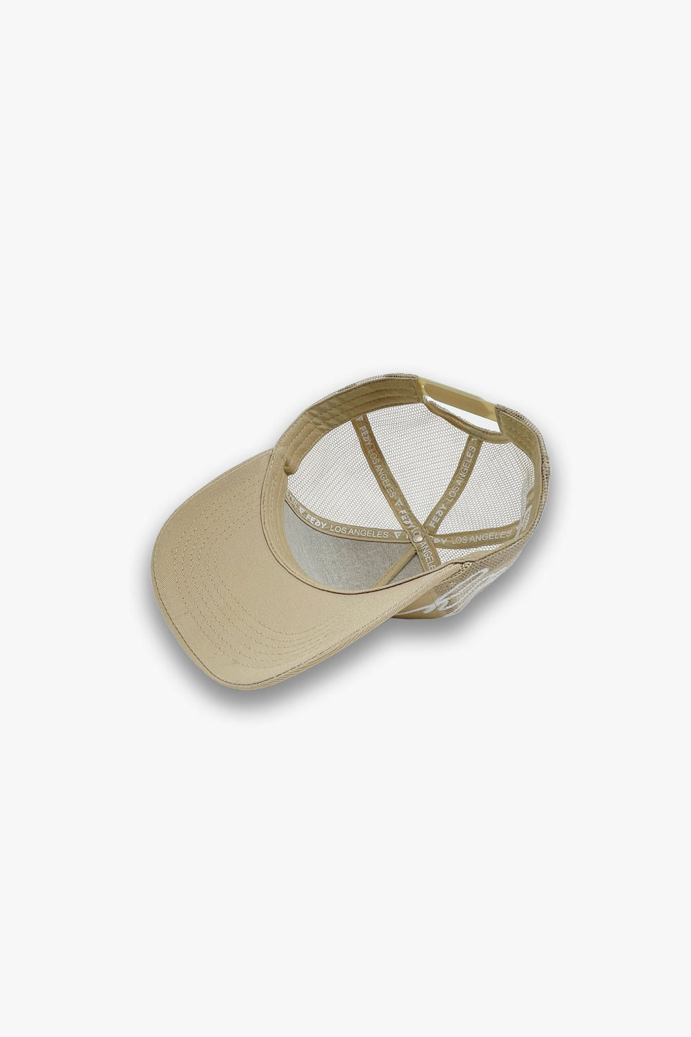 custom taping designer trucker hat beige