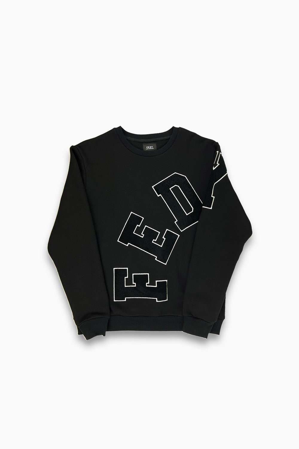 chenille crewneck black front view