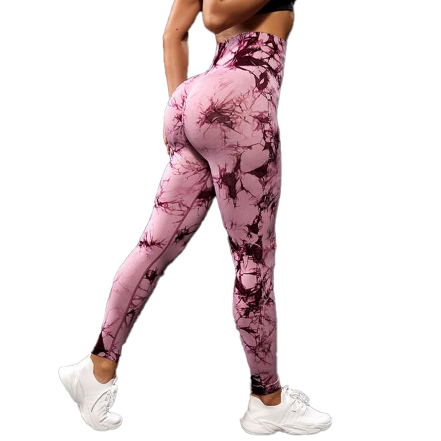 women in pink tie dye leggings
