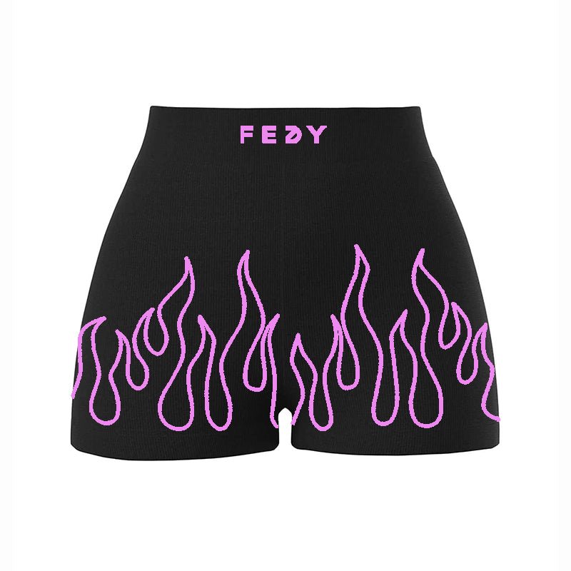 luxury pink flame biker shorts