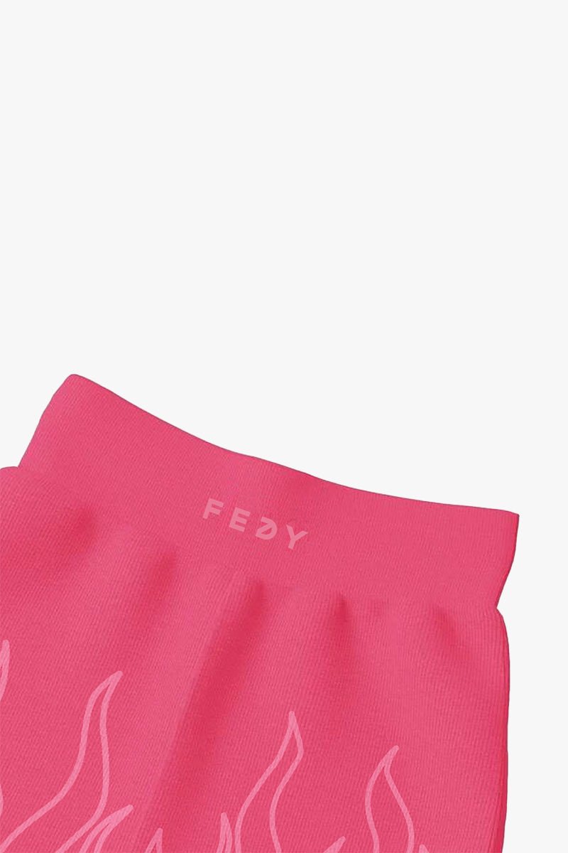 pink flame biker shorts close up