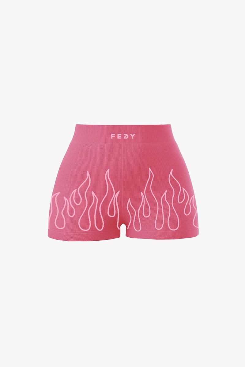 pink flame biker shorts front
