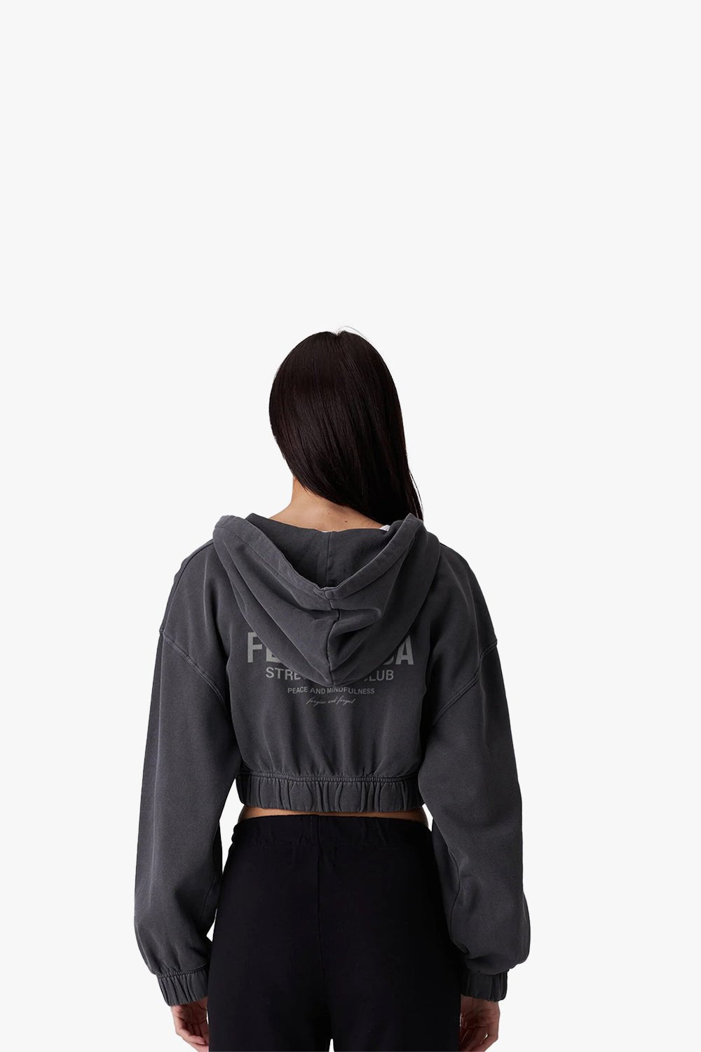 Foundations Zipper Crop Top - Grey