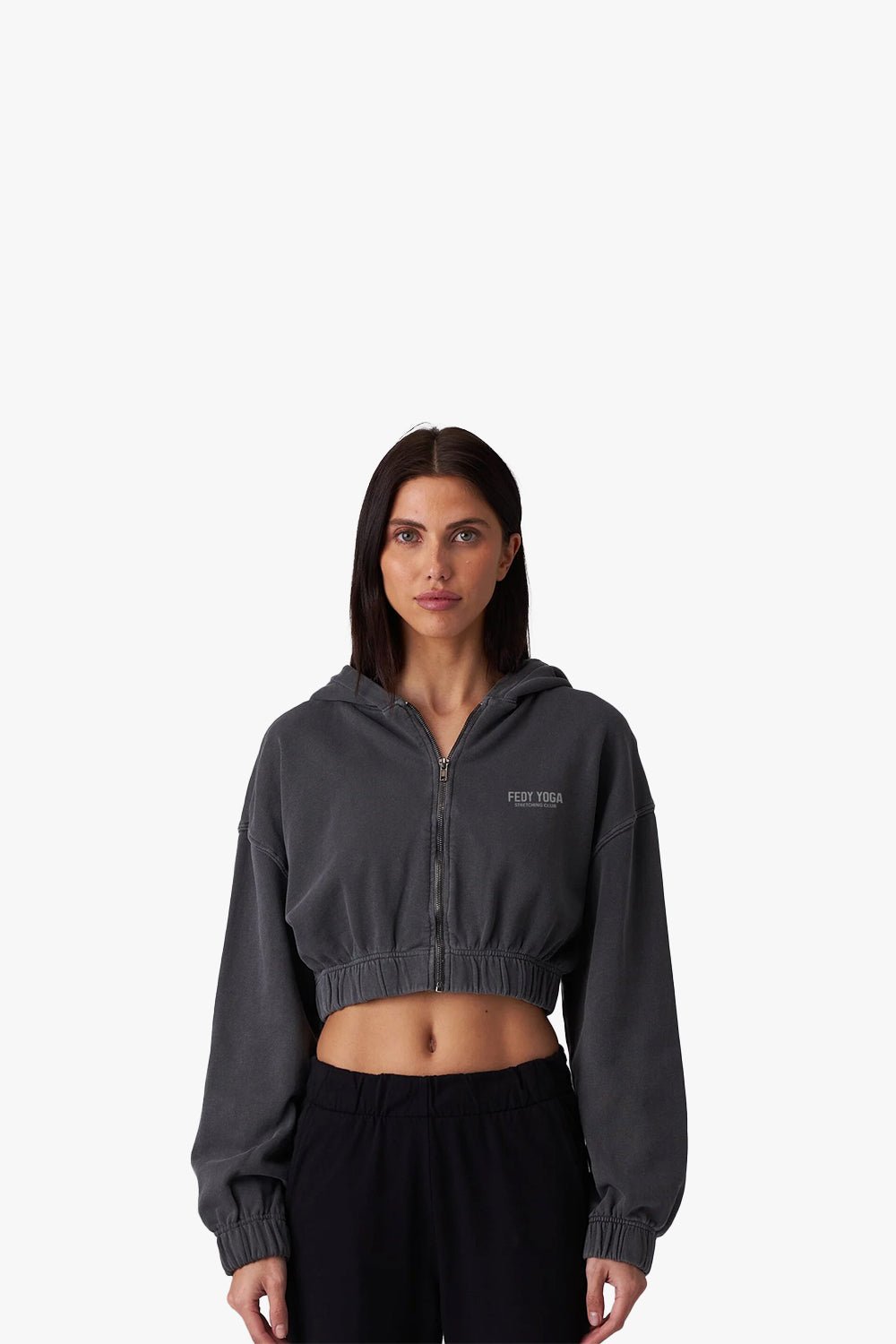 Foundations Zipper Crop Top - Grey