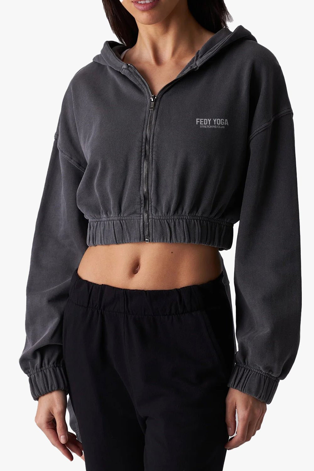 Foundations Zipper Crop Top - Grey