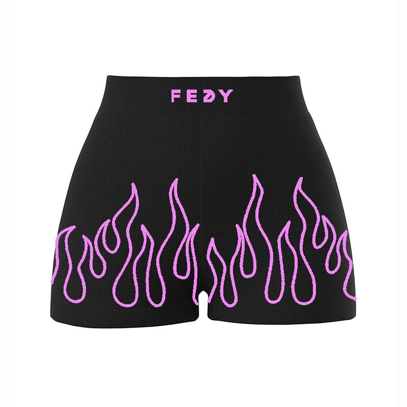 luxury pink flame biker shorts 